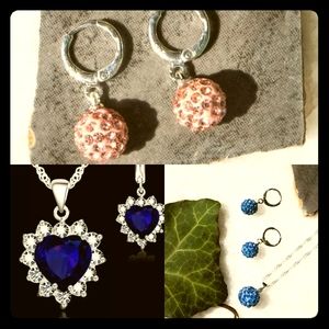 Rhinestone crystal necklace and earring sets.